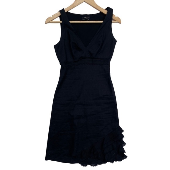 BCBG Max Azria Linen blend dress with lace Black - Picture 2 of 8